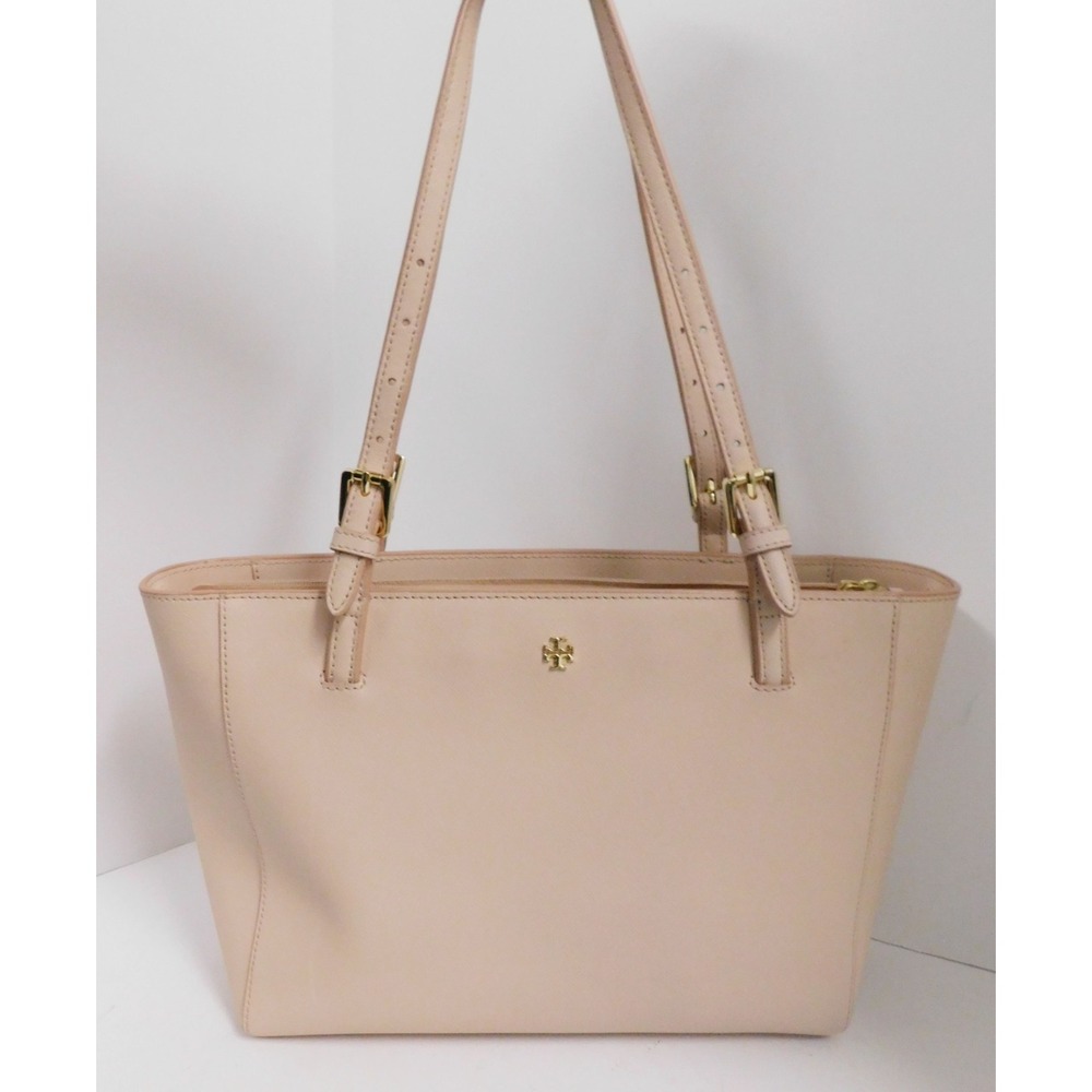 Tory Burch Taylor Nude Saffiano Leather Large Tote Shoulder Bag